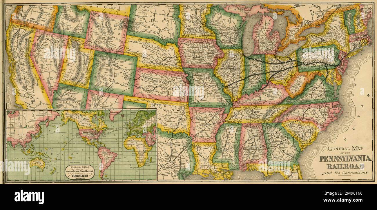 General map of the Pennsylvania Railroad and its connections Stock