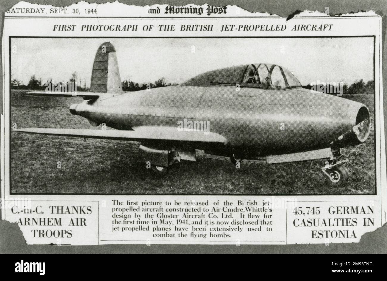 Gloster experimental jet aircraft E.28/39, sometimes named unofficially Pioneer. Stock Photo