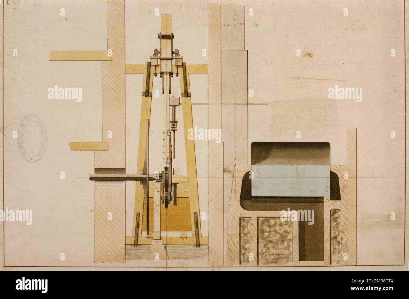 Boulton and Watt engine, drawing Stock Photo Alamy
