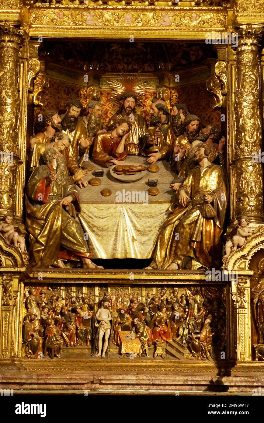 Palma, Mallorca, Spain. Cathedral Sa Seu side chapel, depicting a close ...