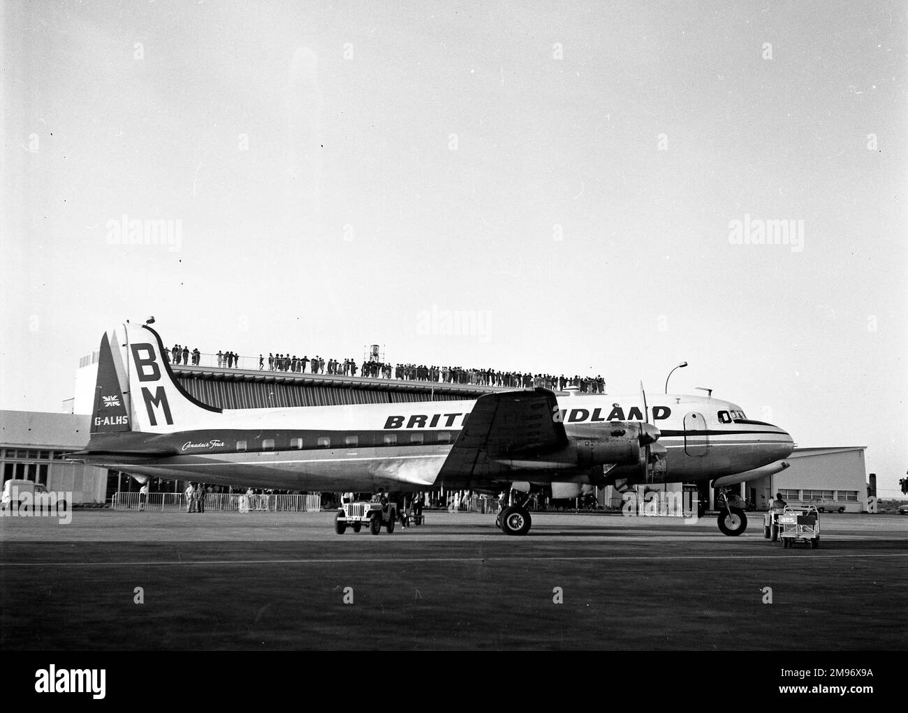 Passengers alight from a Silver City Airways Bristol Freighter, GAMWC