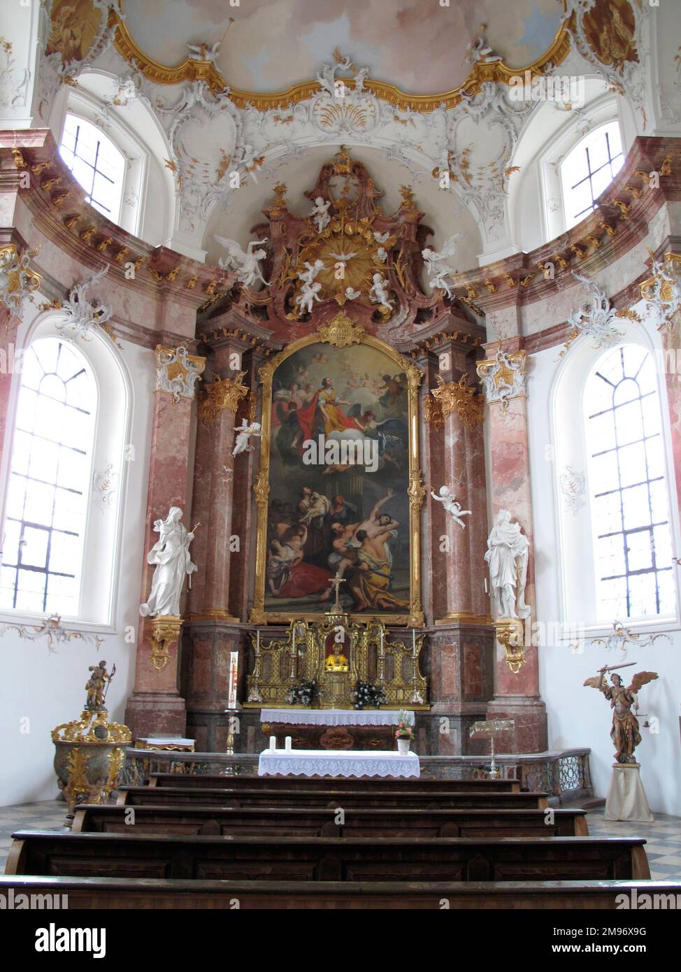 Germany, Bayern, Penzberg, Benediktbeuern: Anastasia chapel, interior. Stock Photo