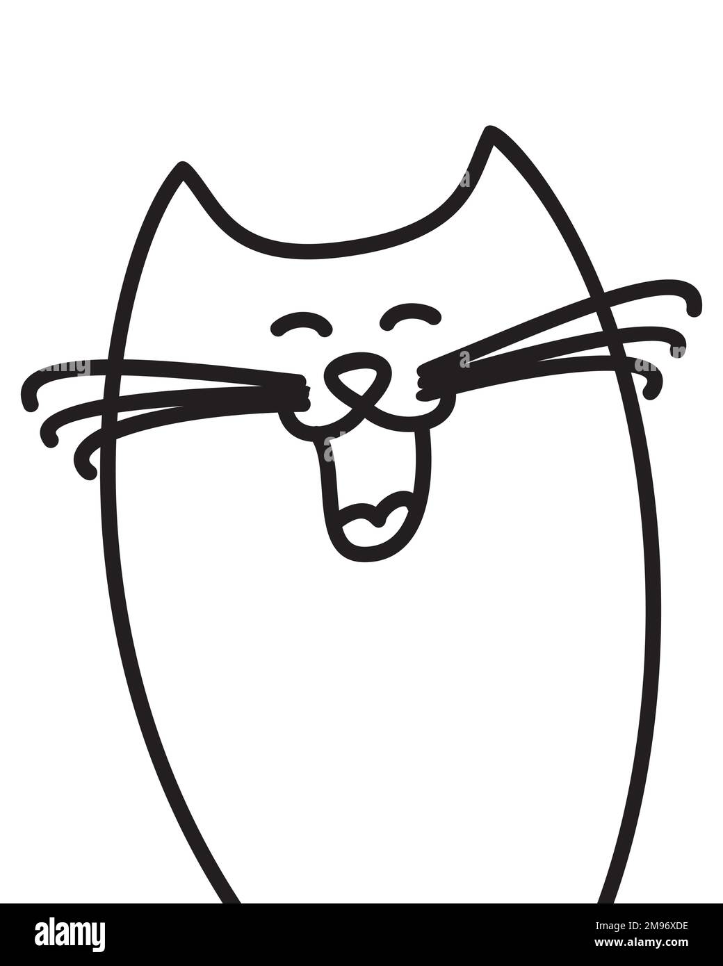 Doodle cat smiling and laughing hand drawn in line art Stock Vector