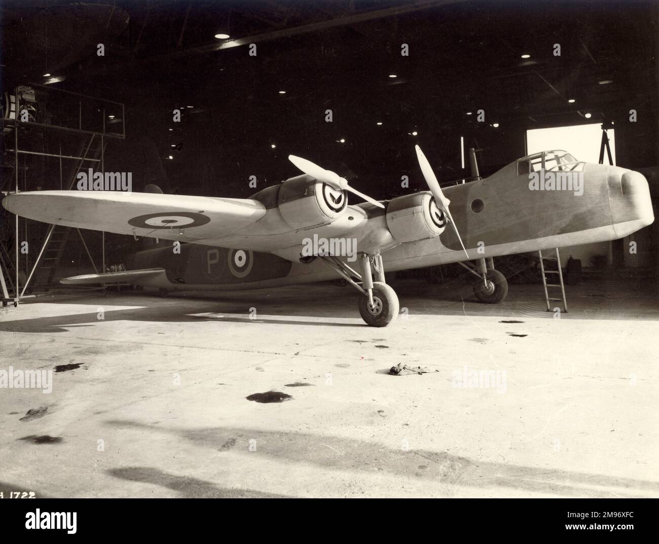Short S31, M-4, half-scale wooden prototype of the Stirling bomber. Powered by four Pobjoy Niagra radials. Stock Photo