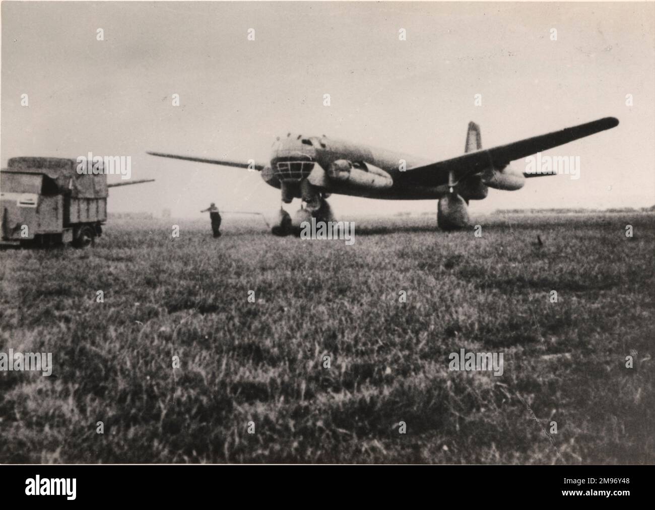 Junkers Ju287V1, RS-RA, prototype with fixed spatted undercarriage and forward-swept wing. Stock Photo