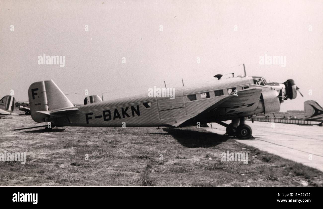 Post-war Amiot manufactured Ju52/3mg10es in France under the designation AAC1. This example is F-BAKN of Air France. Stock Photo
