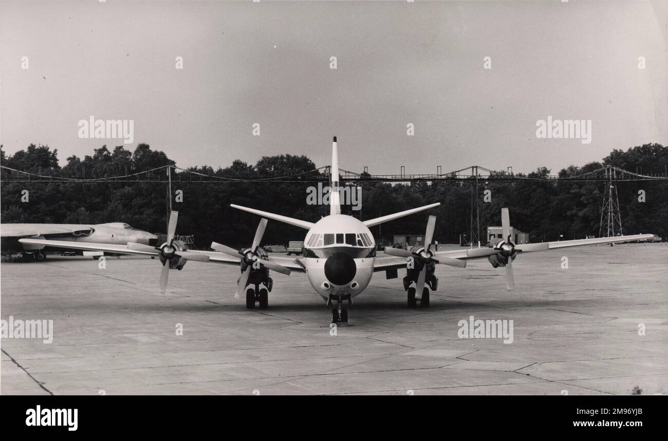 The first Vickers Vanguard, G-AOYW, head-on. Stock Photo