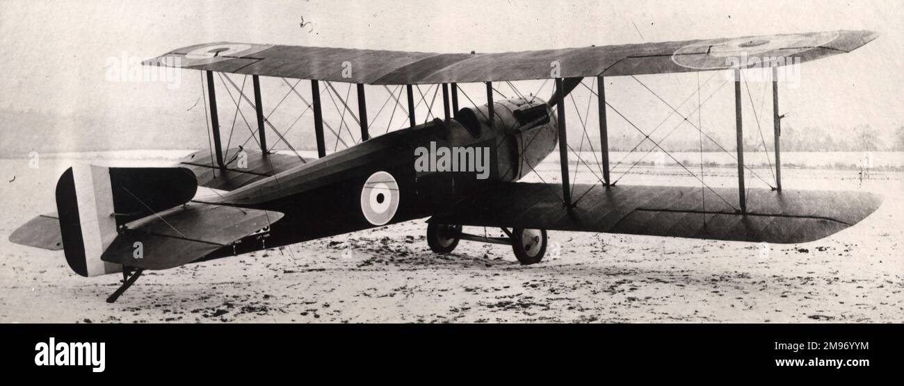 Sopwith B1 Bomber, B1496, in the snow at Brooklands. c.January 1918. Stock Photo