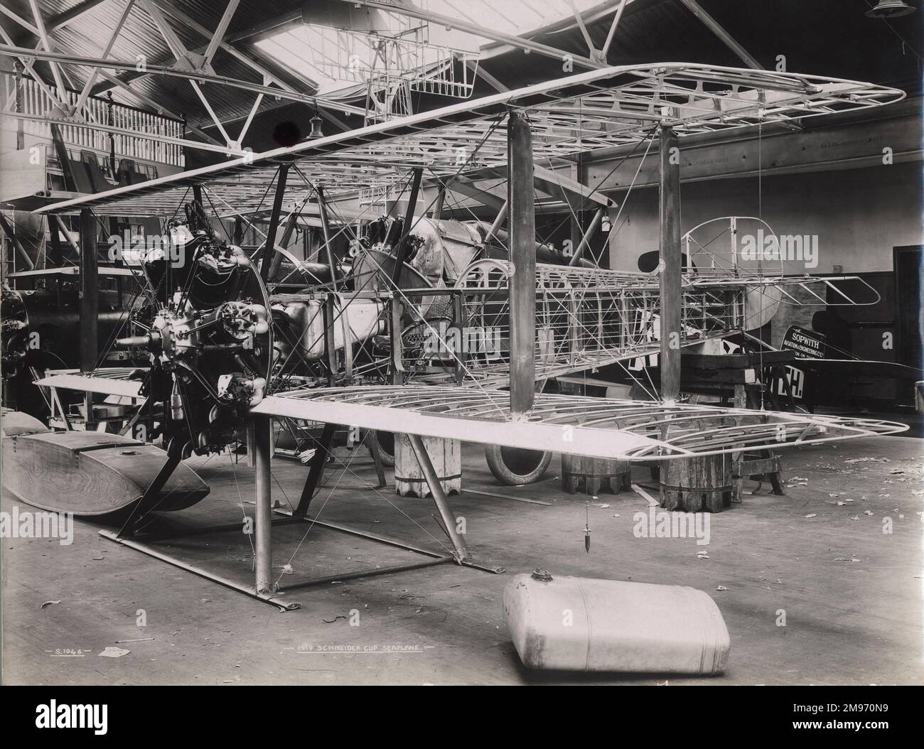 The Sopwith Schneider Cup seaplane during construction. Stock Photo