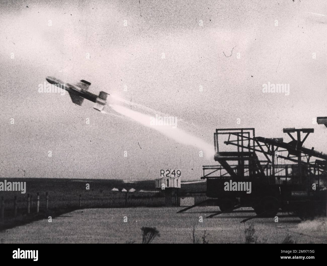 Short SXA5 multi-purpose surface-to-air missile test vehicle is launched. circa 1958. Stock Photo