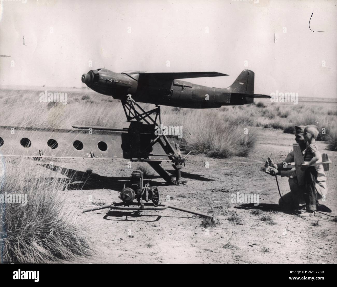 Radioplane OQ-19 radio-controlled target under test at Holloman Air Force Base, New Mexico. Stock Photo