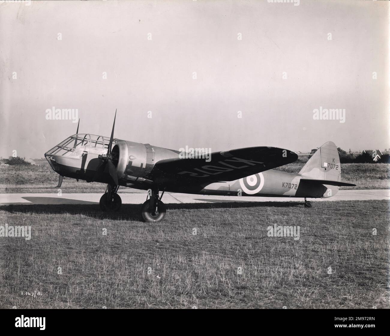 Bristol Blenheim I, K7072, modified into the Bolingbroke I prototype with its original nose shape. The Bolingbroke I was later renamed Blenheim IV. Stock Photo