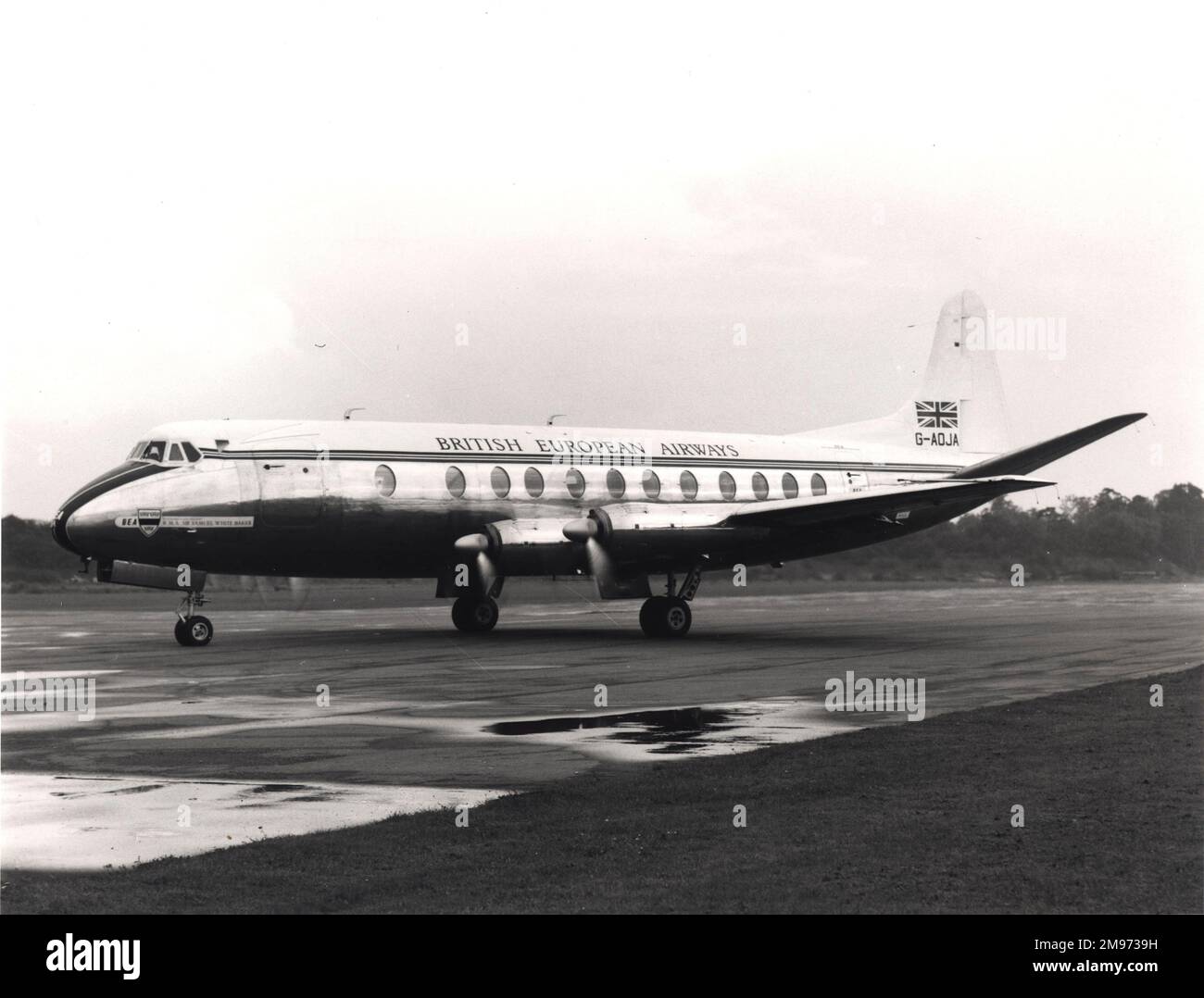 The first series 800, Vickers Viscount 802, G-AOJA, Sir Samuel White Baker, of BEA. Stock Photo
