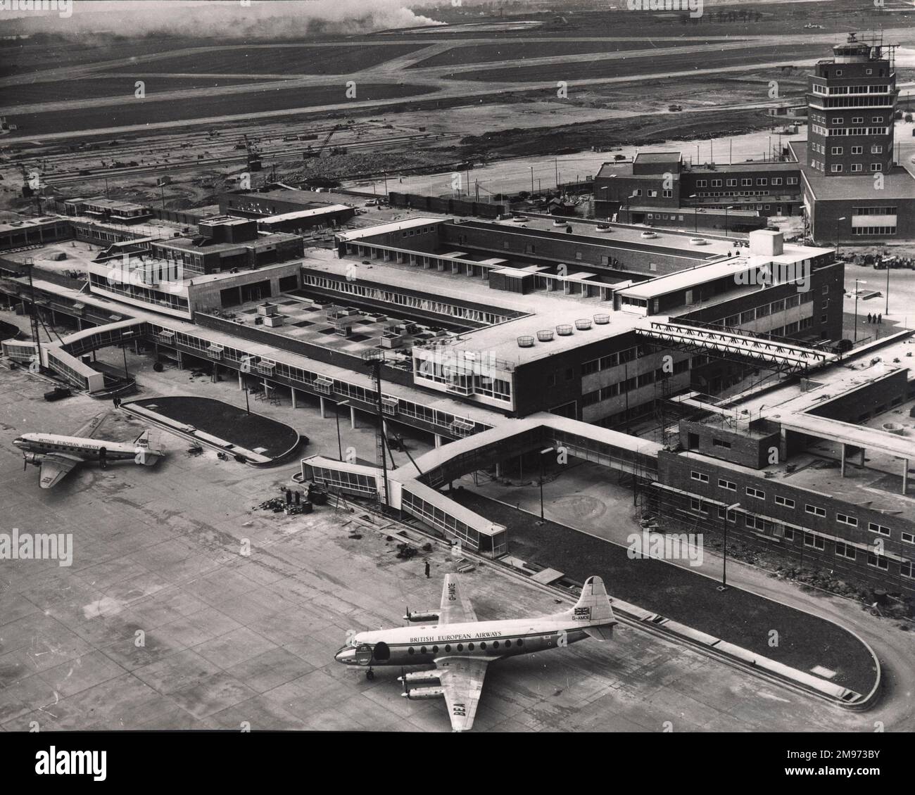 An aerial view of the south east face passenger building, Heathrow