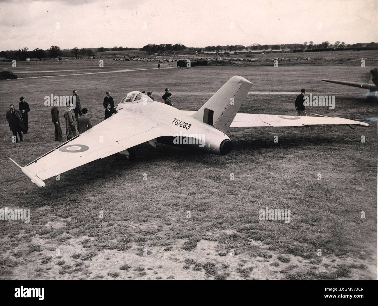 The first de Havilland DH108, TG283, at Hatfield on 30 May 1946. Stock Photo