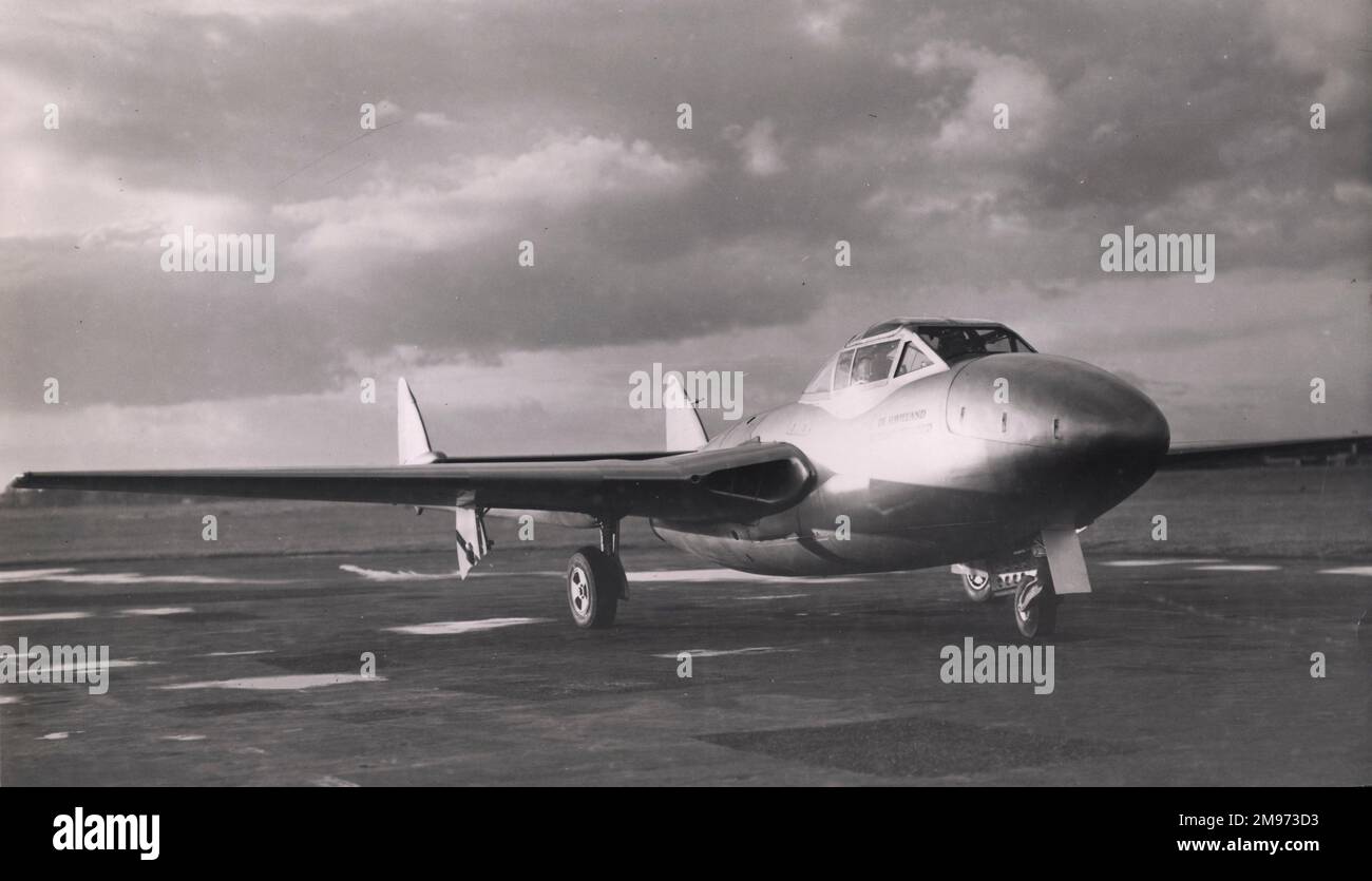 The prototype de Havilland DH115 Vampire Trainer, G-5-7. Stock Photo