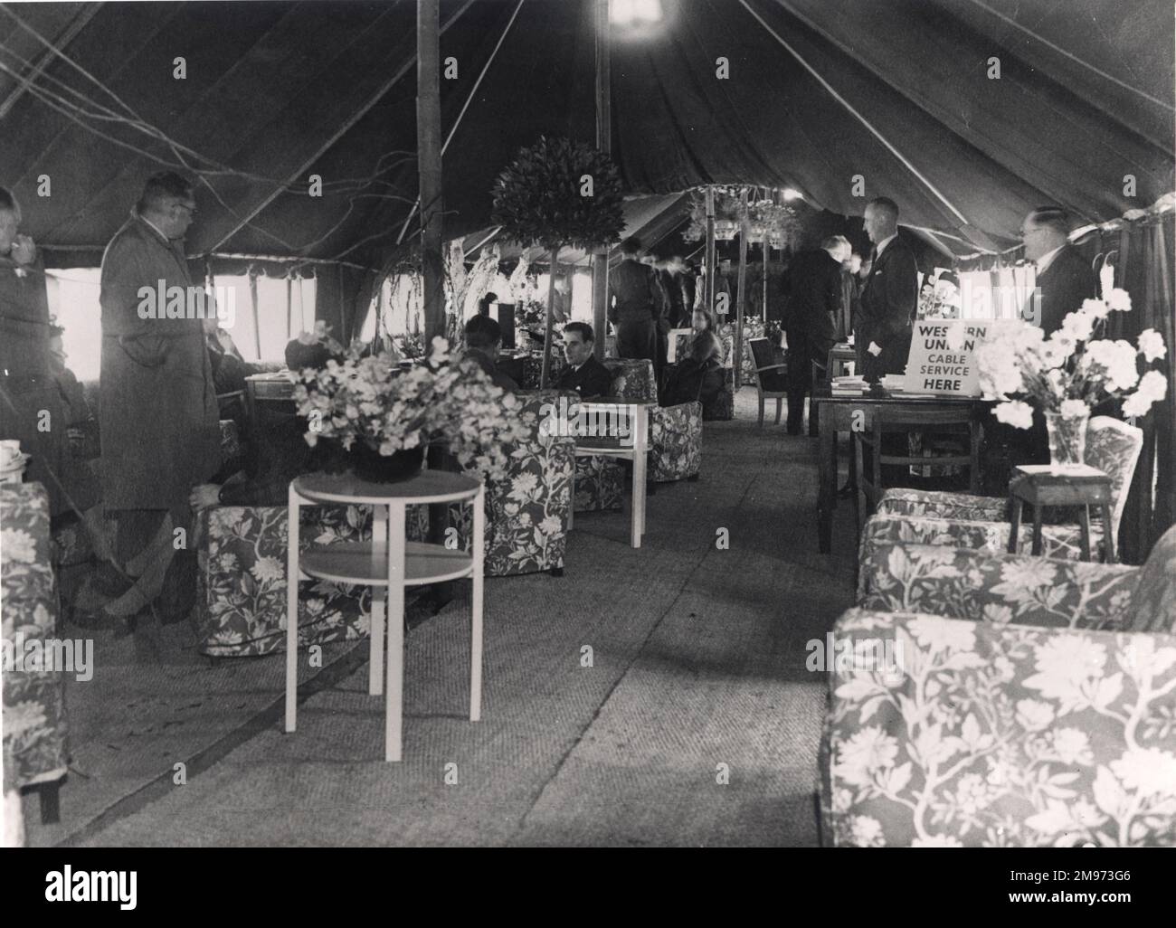 A tent at Heathrow Airport in May 1946. Stock Photo