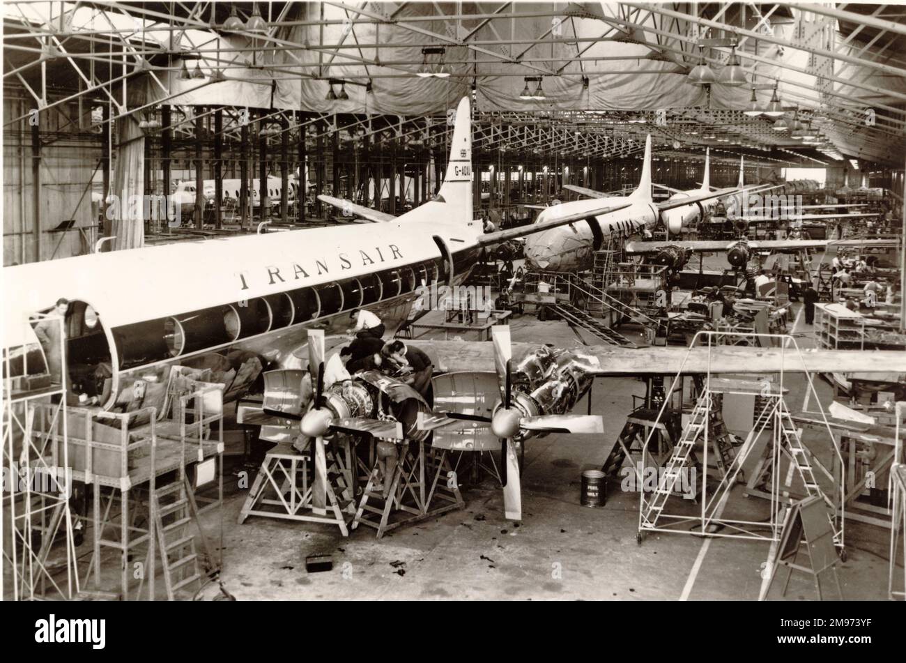 Vickers Viscount 800 production at Weybridge. Stock Photo