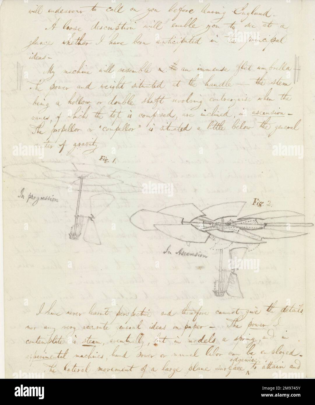 Page of letter from Robert B. Taylor to Sir George Cayley, 25 July 1842. Stock Photo