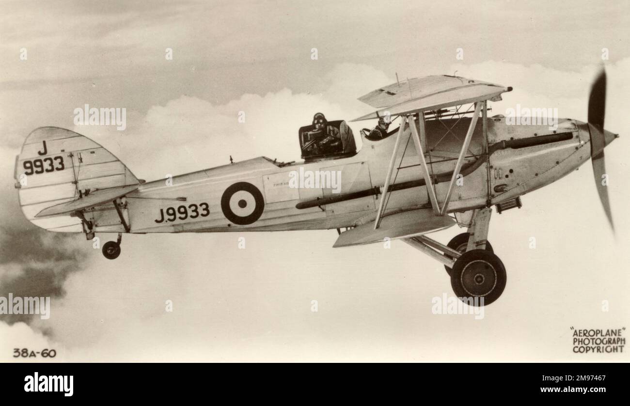 Hawker Hart, J9933, was modified into the prototype Demon. Stock Photo
