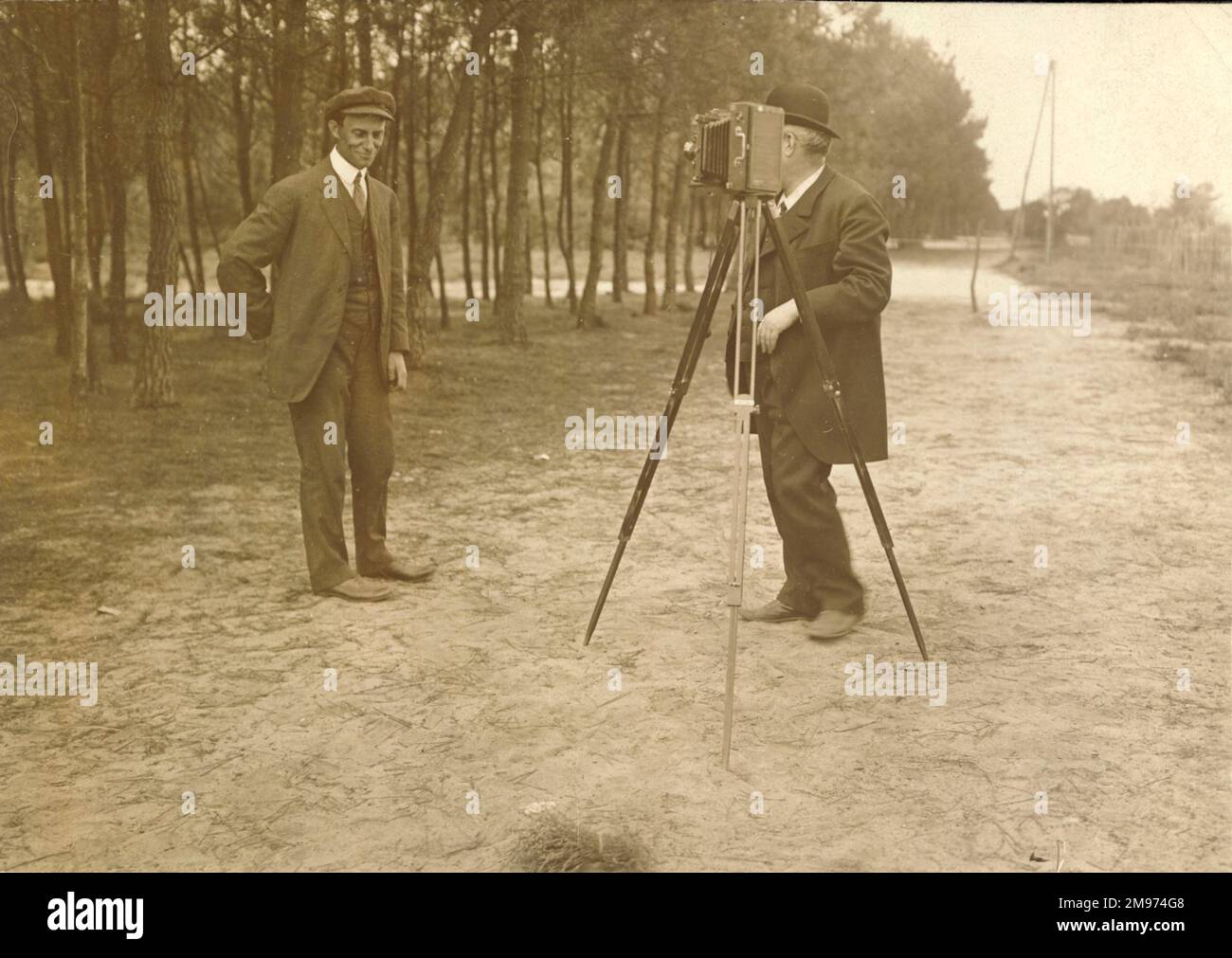 Wilbur Wright having his photograph taken. Stock Photo