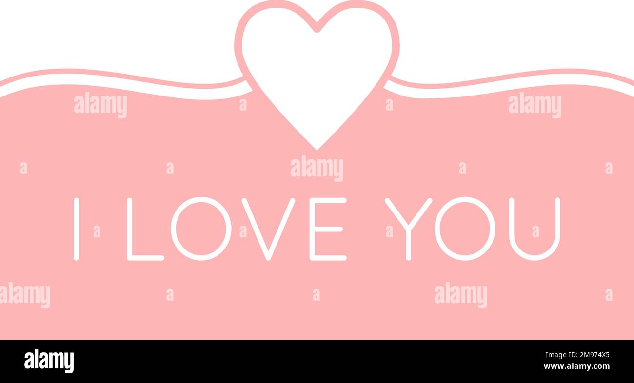 I LOVE YOU greeting card with heart in pink and white. Vector ...