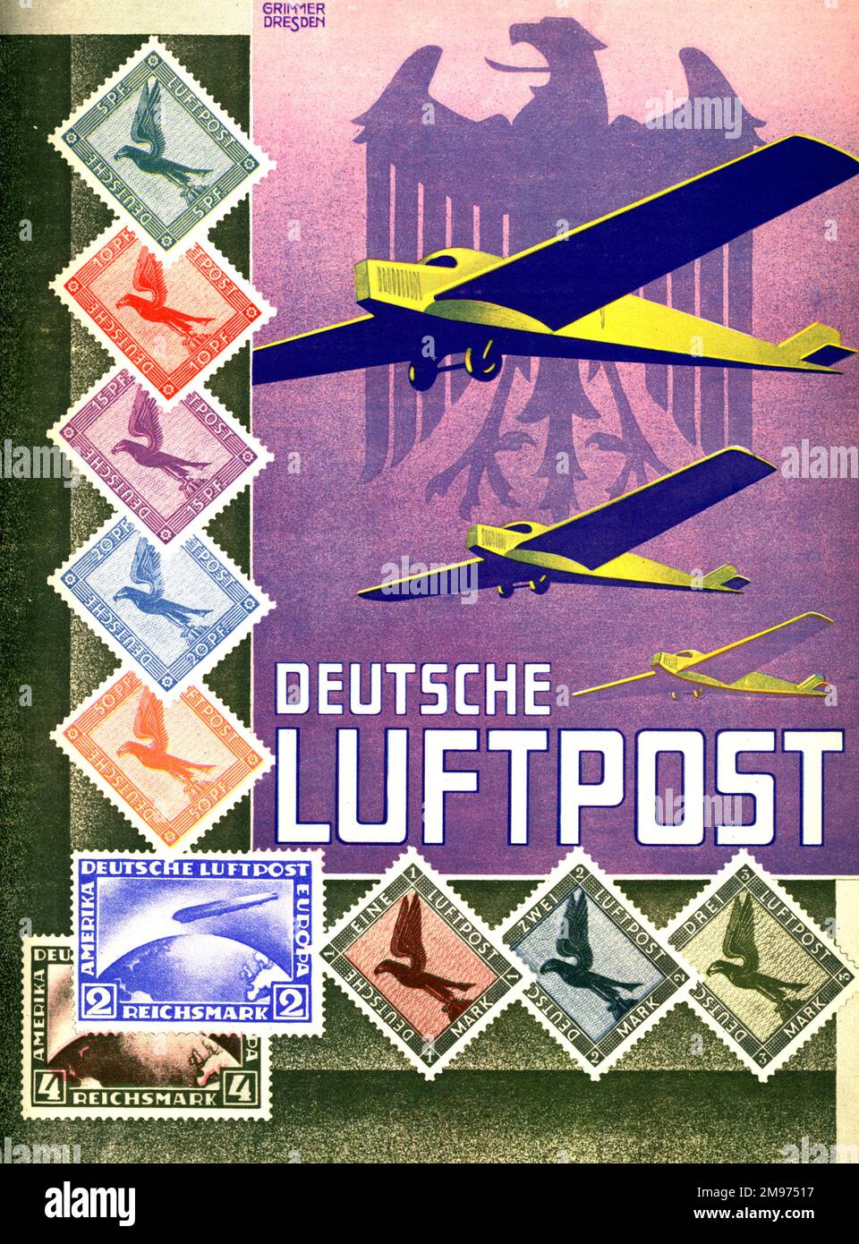 Deutsche Luftpost advert. circa 1931. Stock Photo