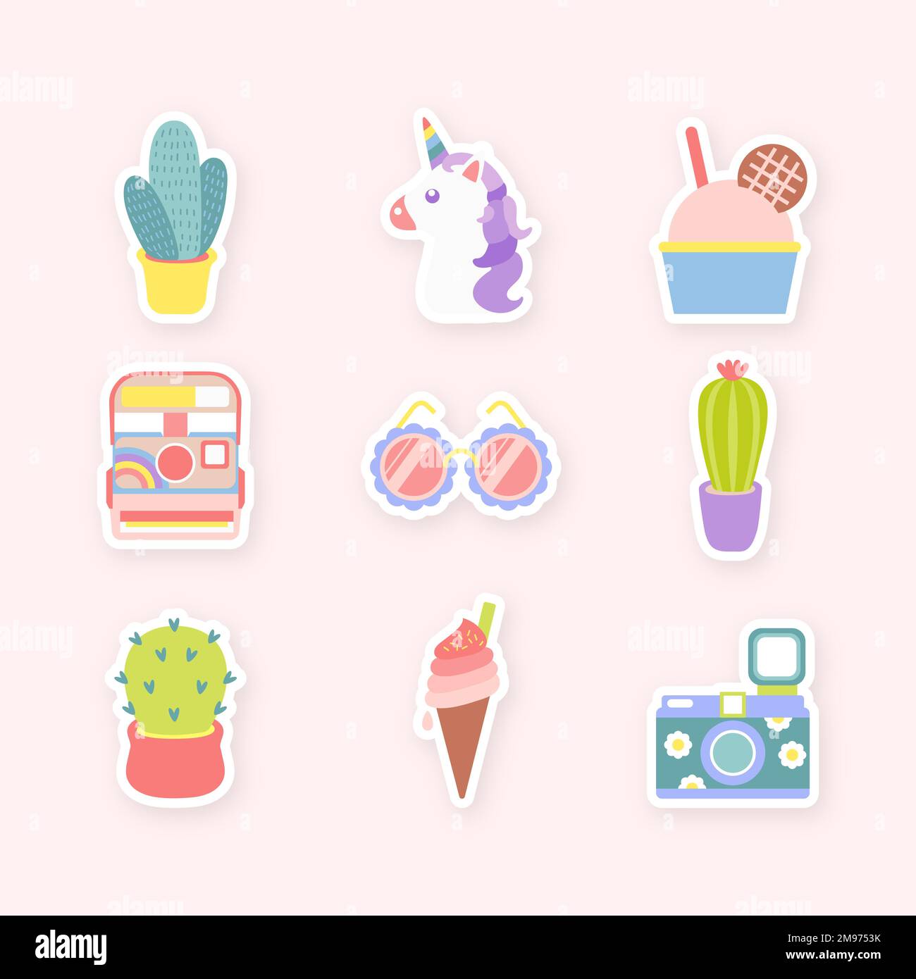 Cute sticker collection vector Stock Vector Image & Art Alamy