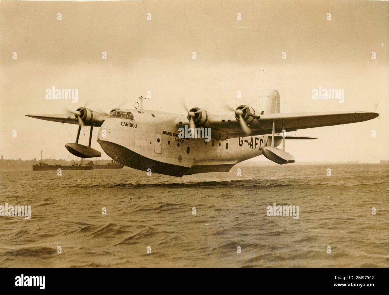 Short S30 Empire Flying Boat, G-AFCV, Caribou. Stock Photo