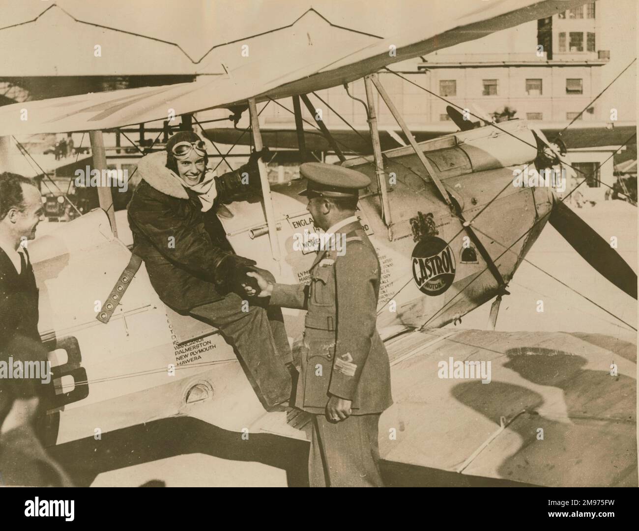 Jean Batten on her arrival in Rome during her flight from Australia to the UK. 27 April 1935. Stock Photo