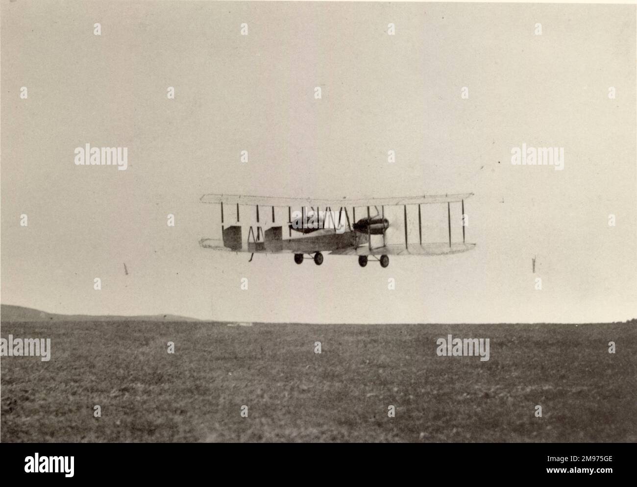 Take-off from Newfoundland of Alcock and Brown’s Vickers Vimy for the first direct Atlantic flight, 14 June 1919. Stock Photo