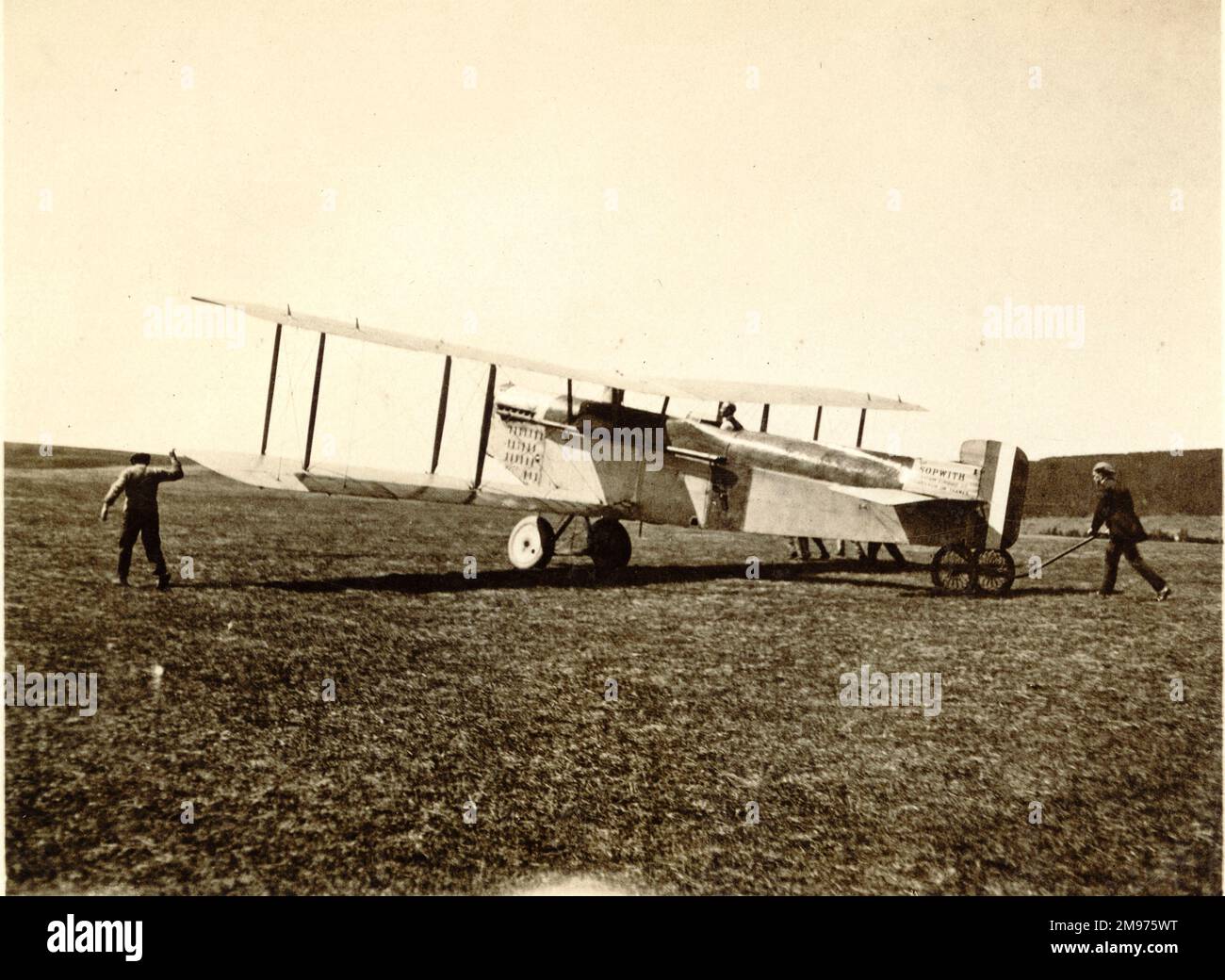 Sopwith Atlantic taxis into position. 18 May 1919. Stock Photo