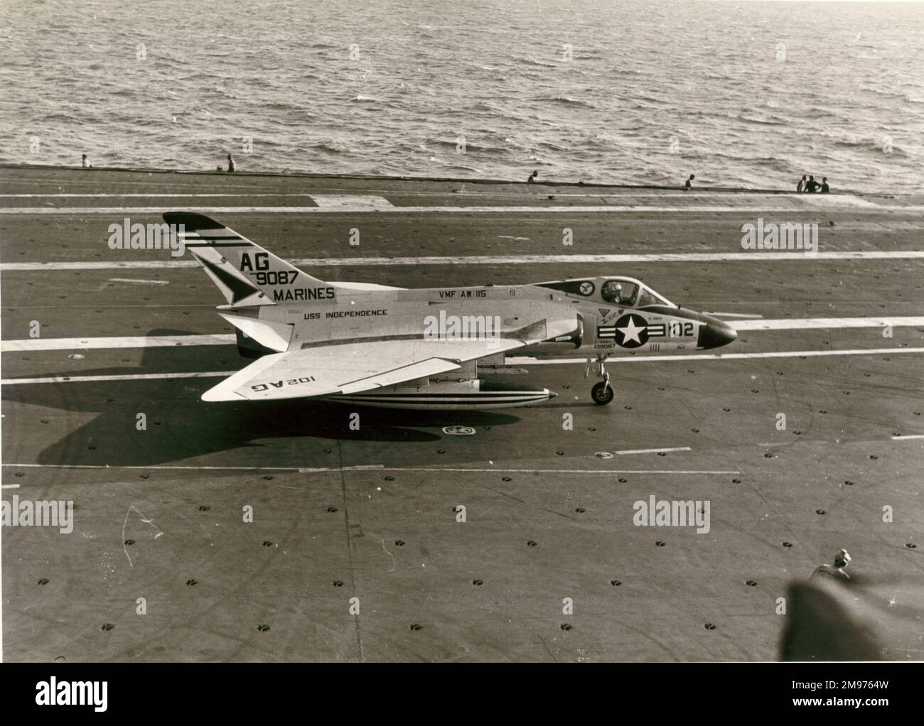 Douglas F4D-1 Skyray, 139087, based on USS Independence. Stock Photo