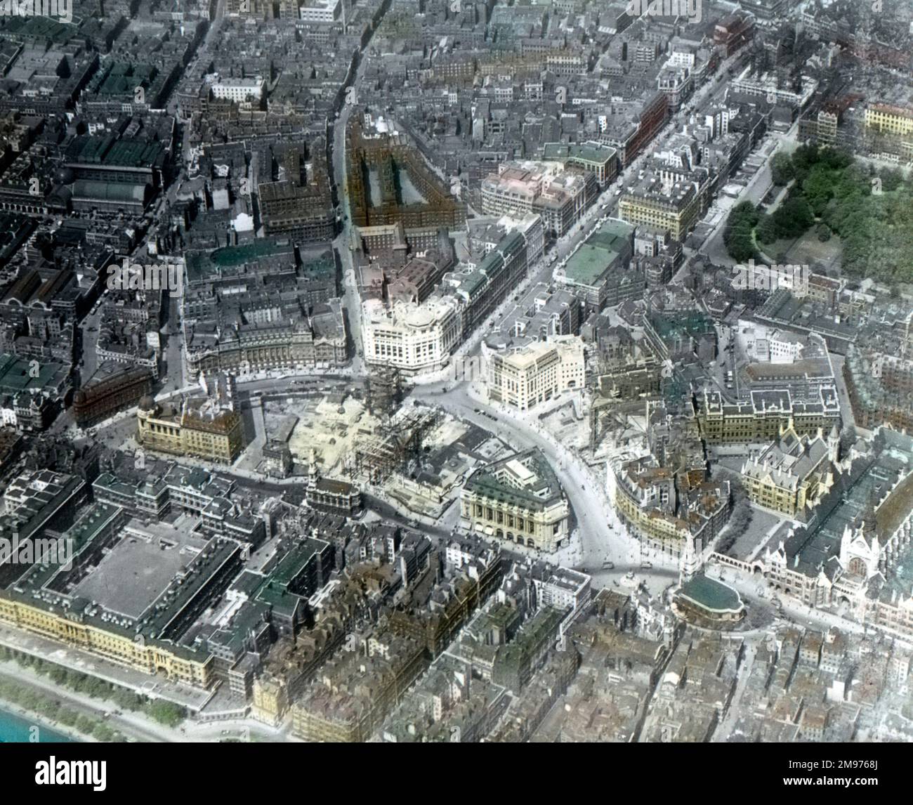 A coloured aerial view of Aldwych, London. A Simmonds view. Stock Photo