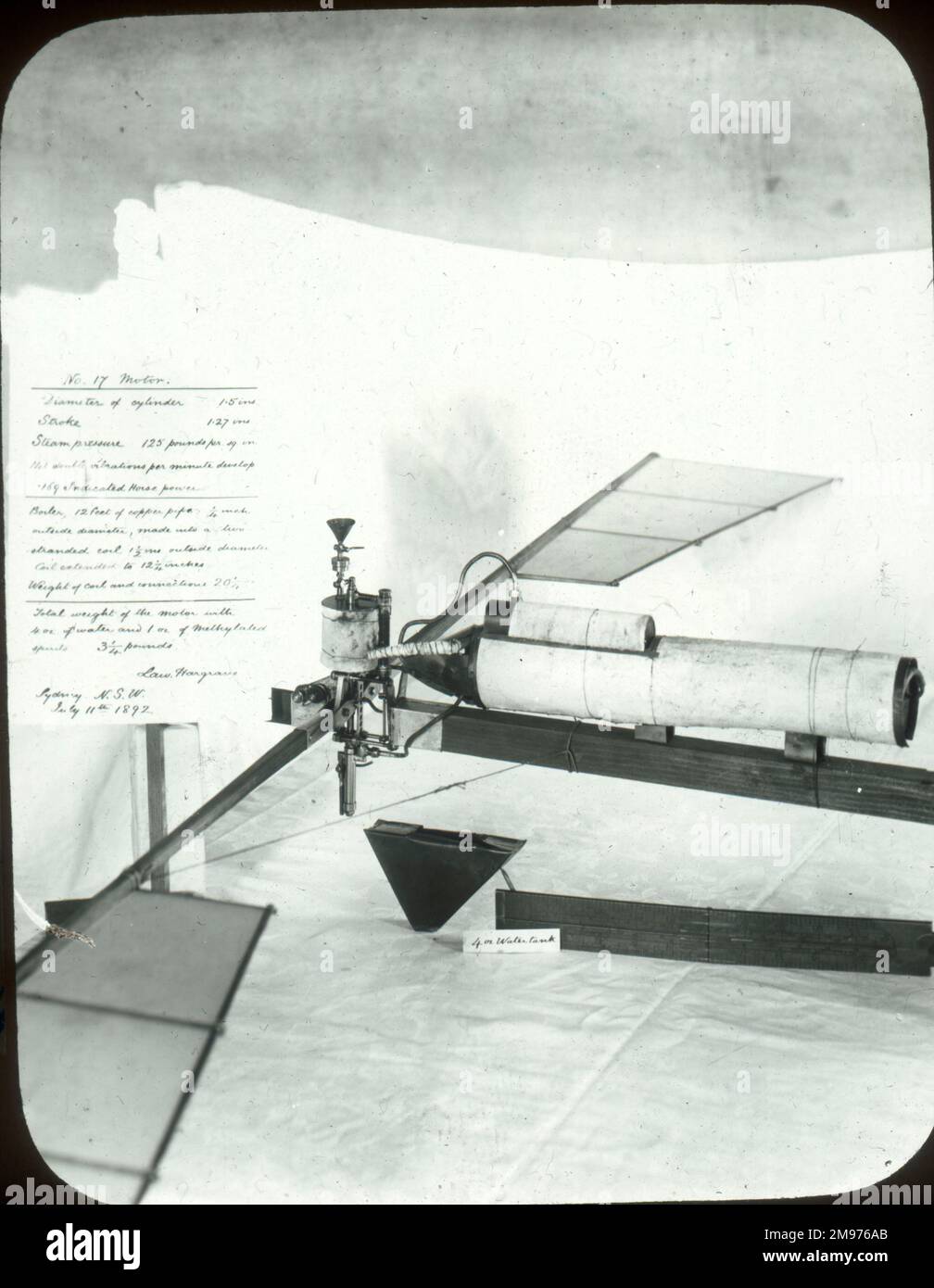 Steam engine operating flapping wings. Hargrave Slide 32 Stock Photo ...