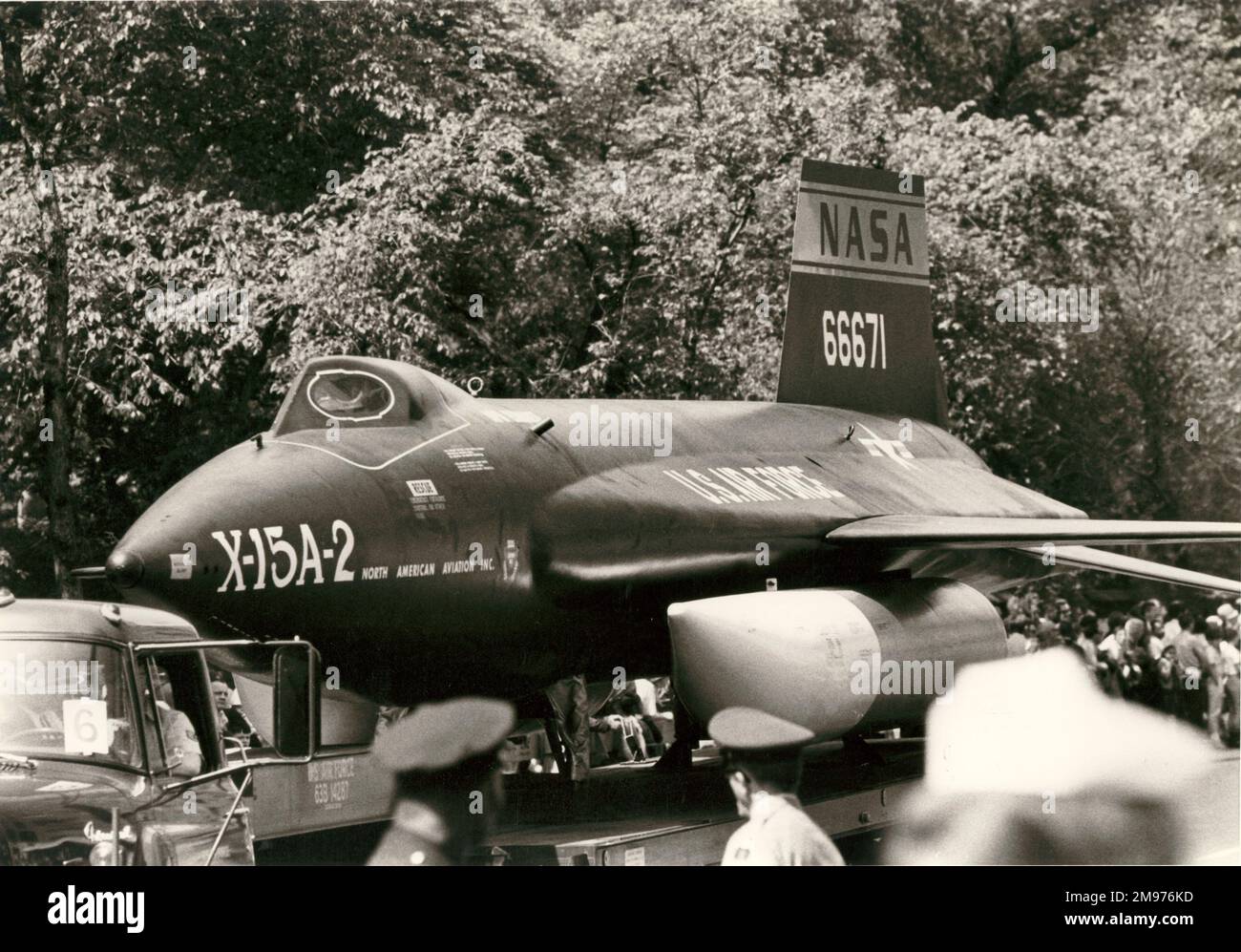 North American X-15A-2, 56-6671, gets a lift on a lorry. Stock Photo