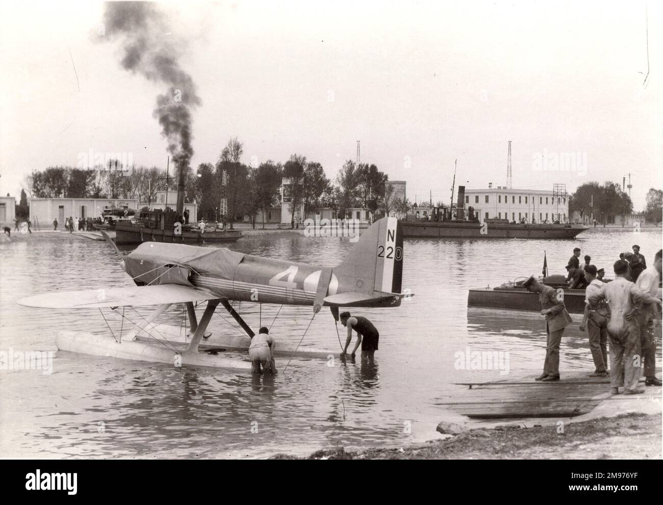 Supermarine S5, N220, is launched at Venice on 26 September 1927. Stock Photo