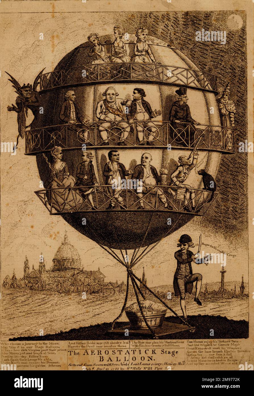 The Aerostatic Stage Balloon (1783) [C.F.A. Pierce Collection] Stock Photo