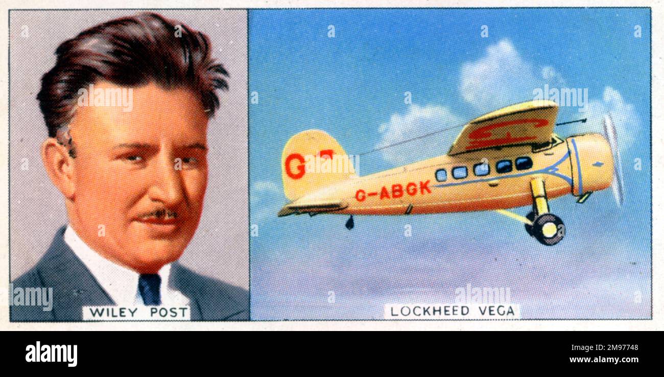 Wiley Post, No 39 in a series of 50 of Famous Airmen and Airwomen cards by Carreras Ltd. 1936. Stock Photo