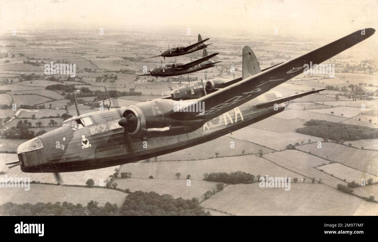 Vickers Wellington I bombers in formation, including L4288. Stock Photo