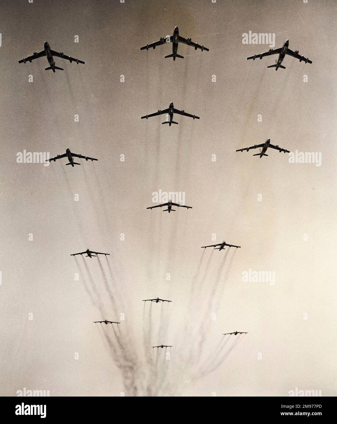 Boeing B-47 Stratojets in formation. Stock Photo