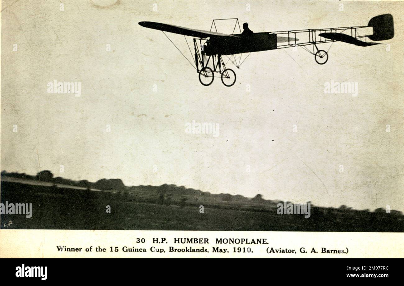 Humber monoplane, the winner of the 15 Guinea Cup, Brooklands, May 1910, flown by George A. Barnes. Stock Photo