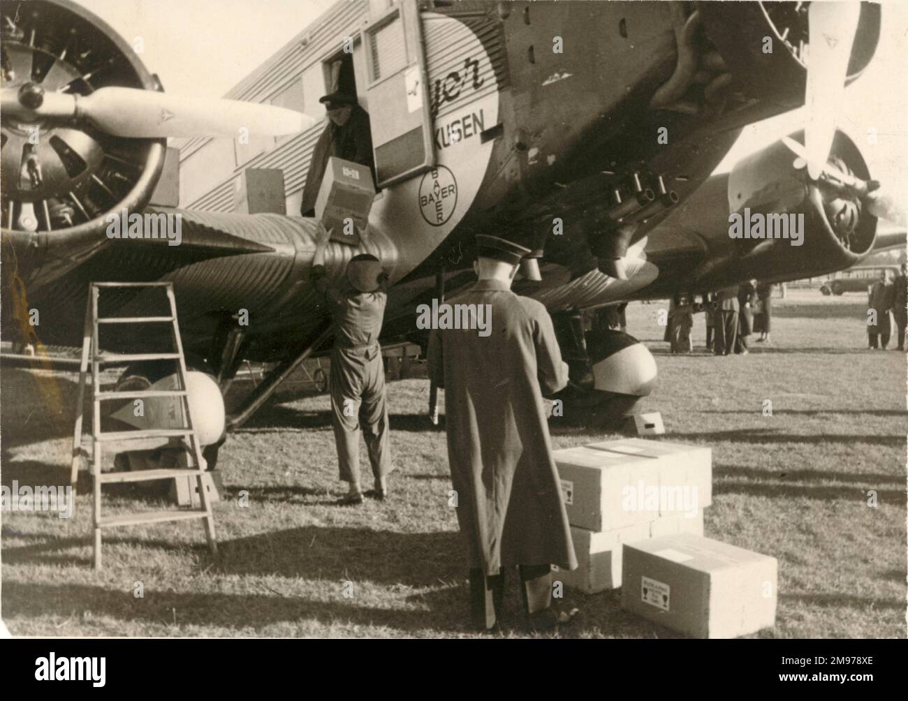 Junkers Ju52/3m being loaded. Stock Photo