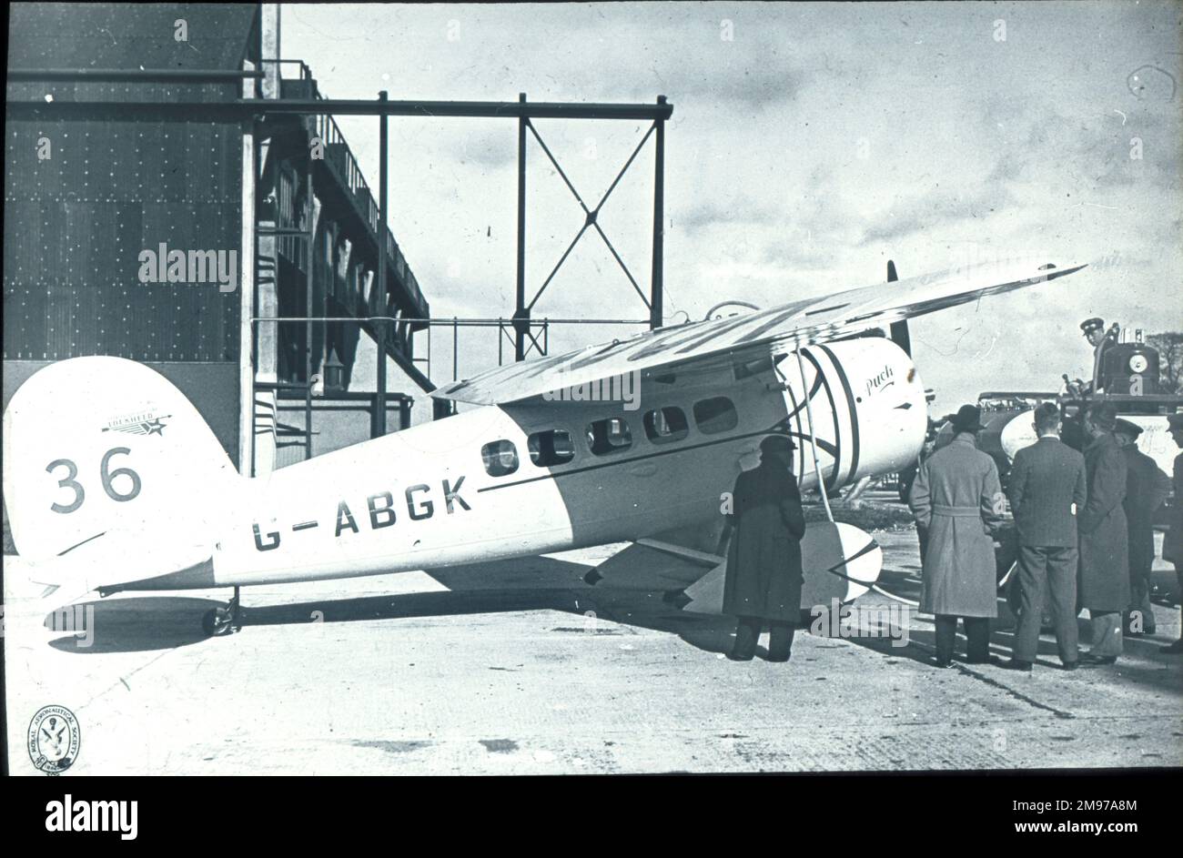 Lockheed DL-1A Vega, G-ABGK, Puck, at Mildenhall prior to the MacRobertson England to Australia race. Stock Photo