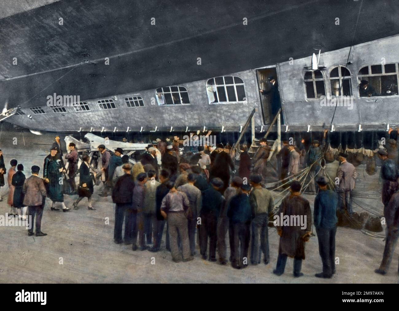 Passengers for the Graf Zeppelin, LZ 127, colour tinted Stock Photo - Alamy