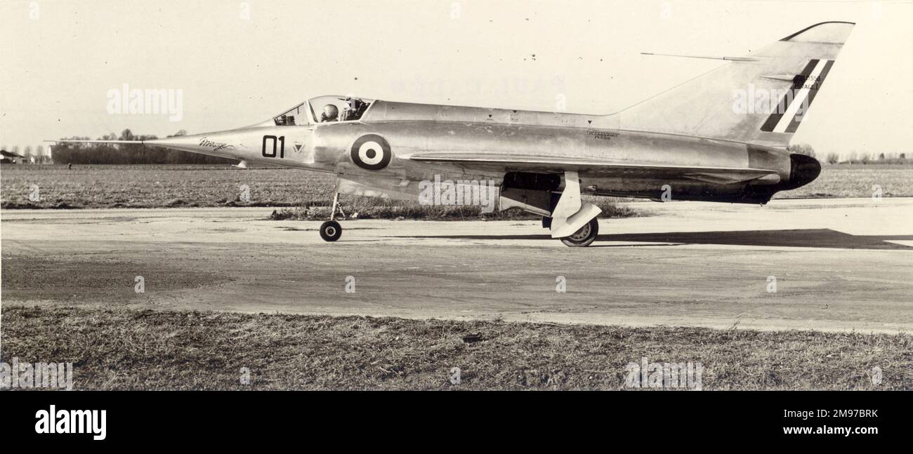 Dassault Mirage I modified to take a SEPR 66 rocket motor under the rear fuselage. Stock Photo