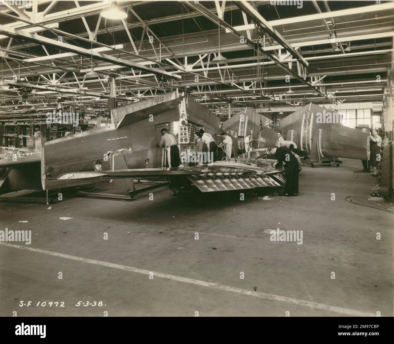 Curtiss Hawk 75 production at the Curtiss Wright Buffalo works. 3 May 1938. Stock Photo