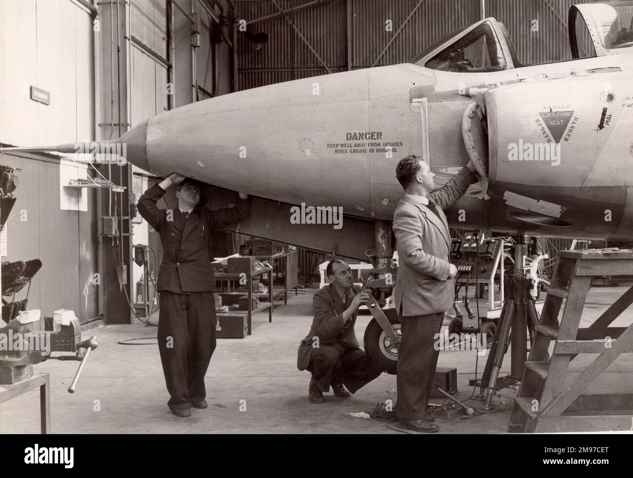 An early Supermarine Swift on the production line. Stock Photo