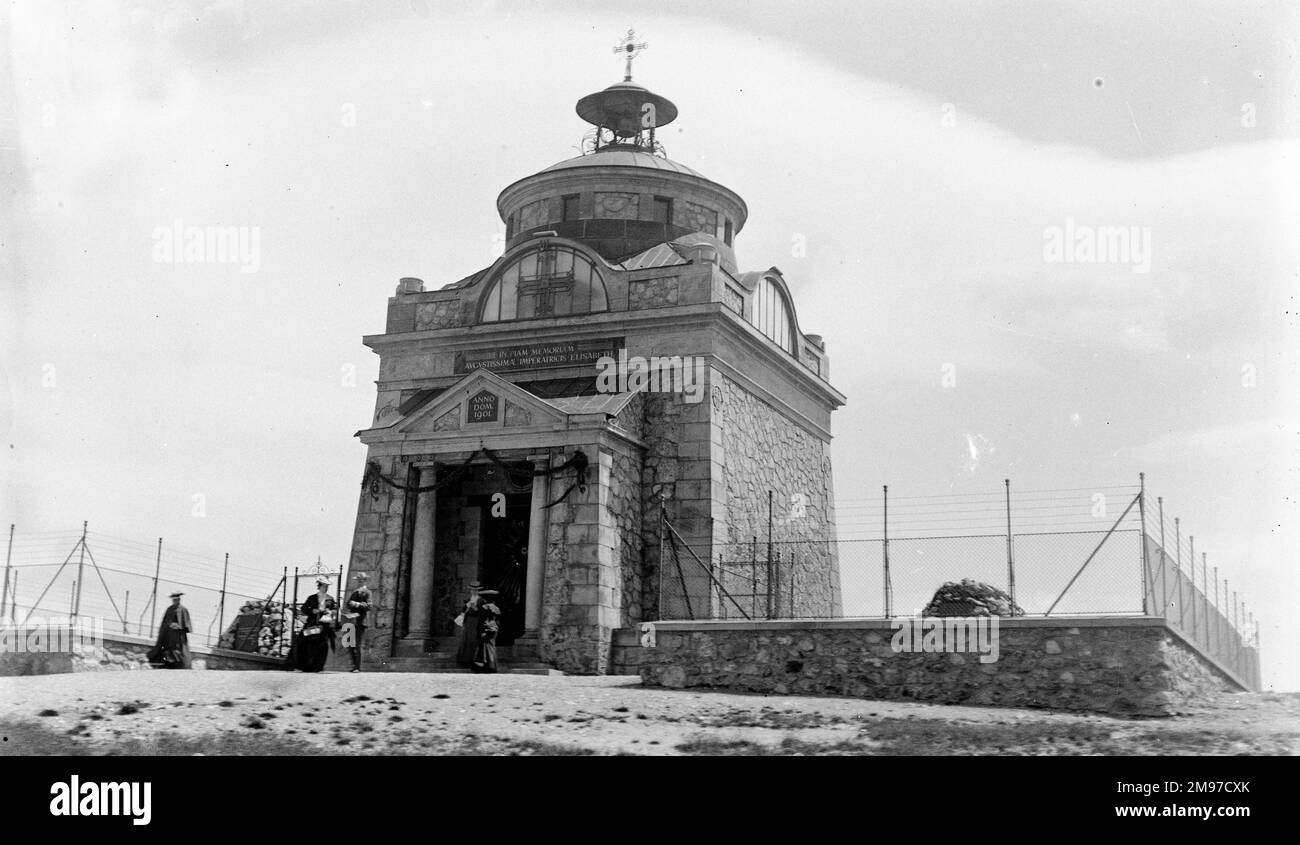 Empress Elizabeth Chapel on Schneeberg just a few years after it was opened in honour of the murdered monarch. Itremains there today, and is more or less unchanged. Stock Photo