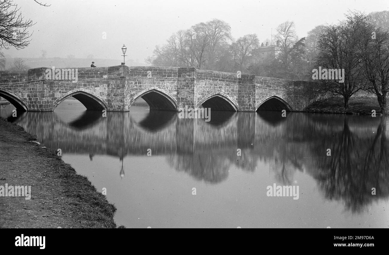 The Medieval bridge over the River Wye in the centre of Bakewell